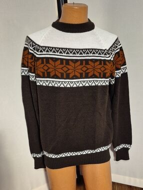 Vintage 80's Men's Sigallo Fair Isle Acrylic Sweater - Sz. L